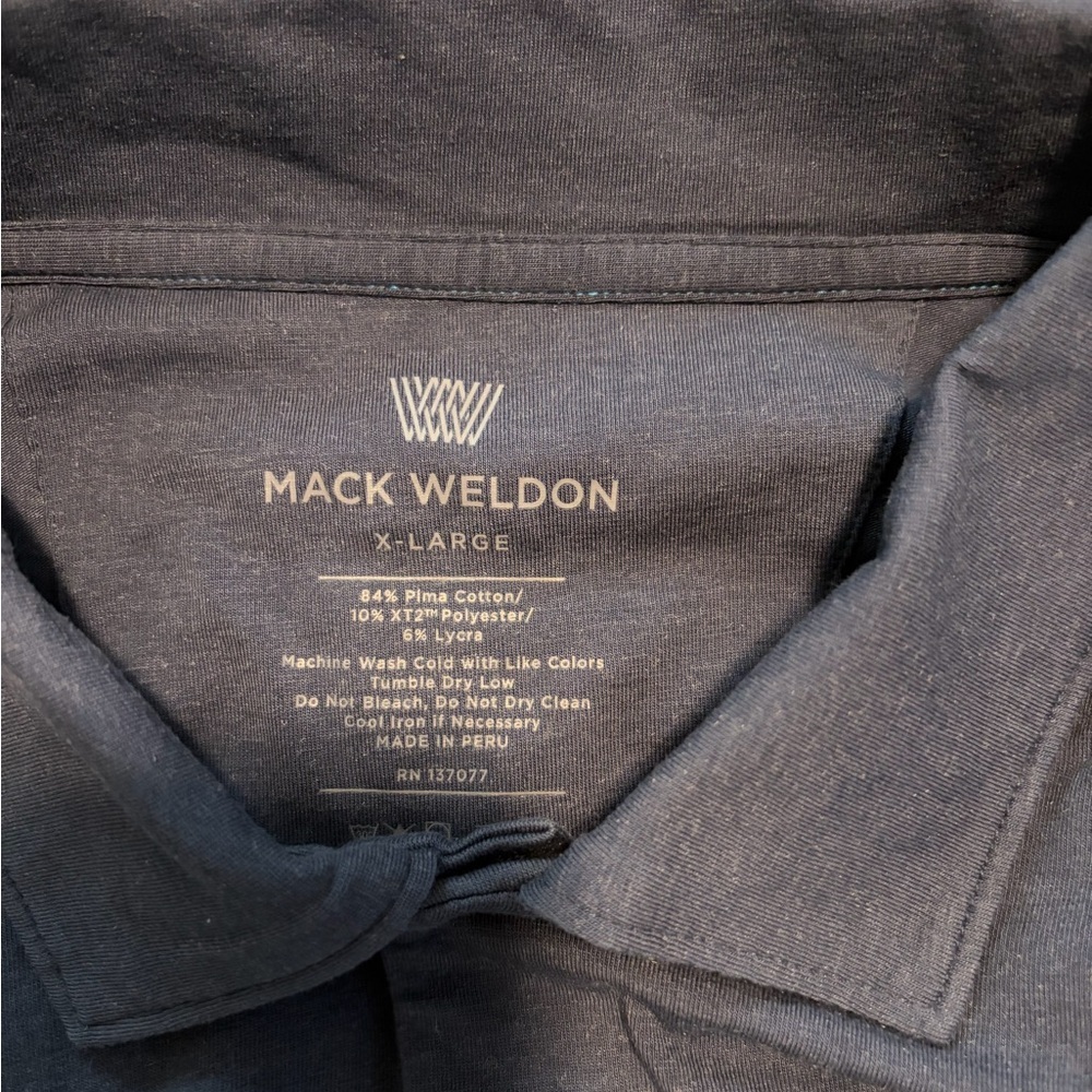 Mack Weldon Mens Navy Long Sleeve Polo - Picture 2 of 2